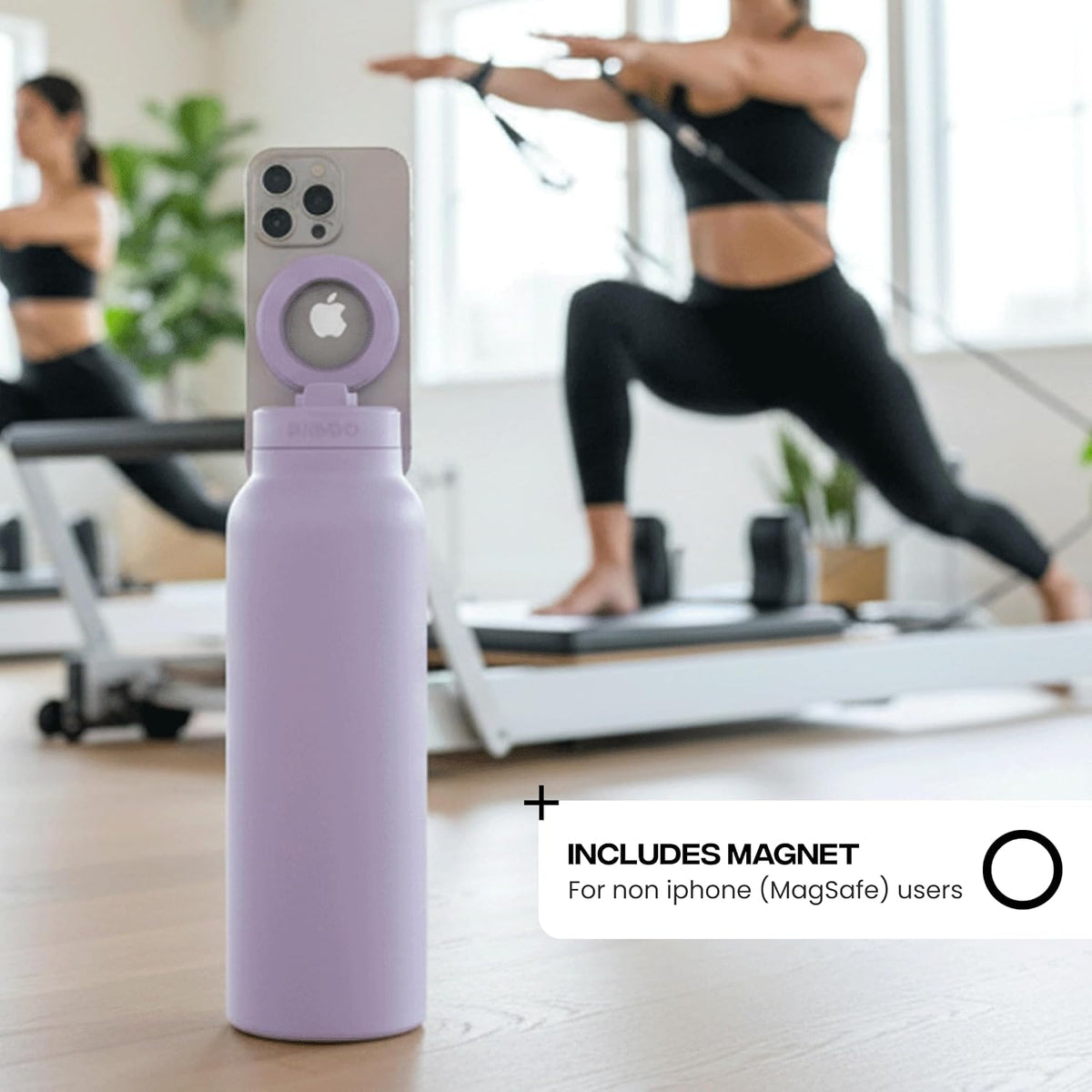 RINGO PRO Insulated Water Bottle, Magnetic Phone Tripod Mount - Lilac - 24 oz