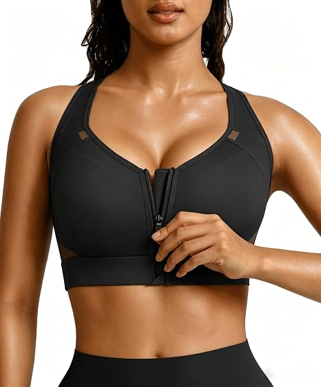 BRXL Women's Sports Bra With Front Closure Plus Size - Black - 3XL (NIB)