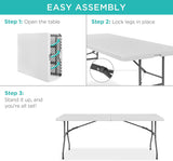 Best Choice Products - Portable Folding Plastic Dining Table w/ Handle, Lock - 6ft - White