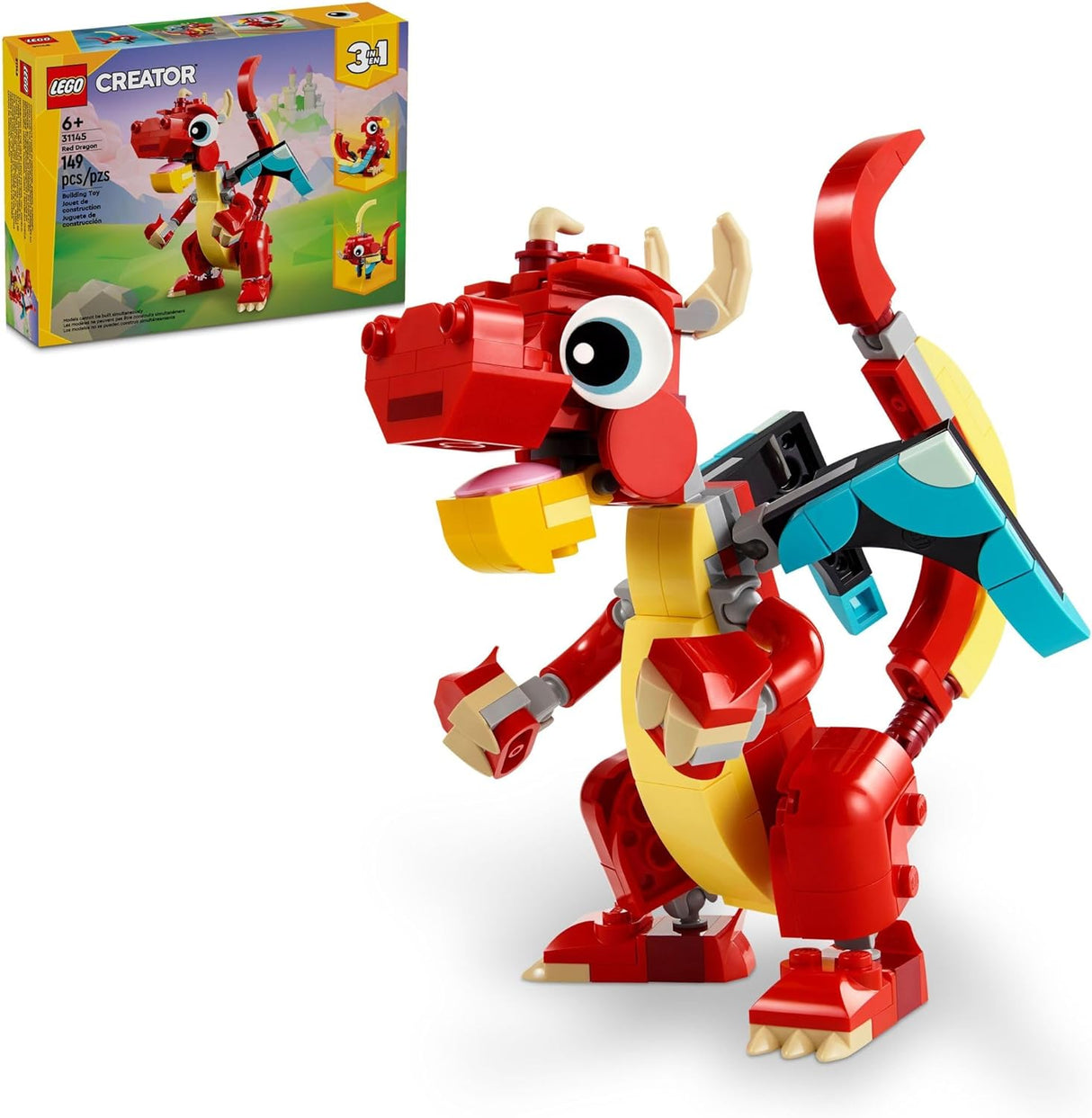 LEGO Creator 3 in 1 Red Dragon Toy 31145 (new open box)