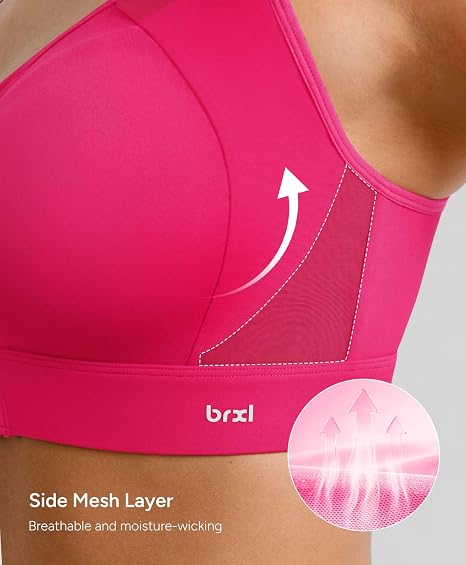 BRXL Women's Sports Bra With Front Closure - Pink - XL (NIB)