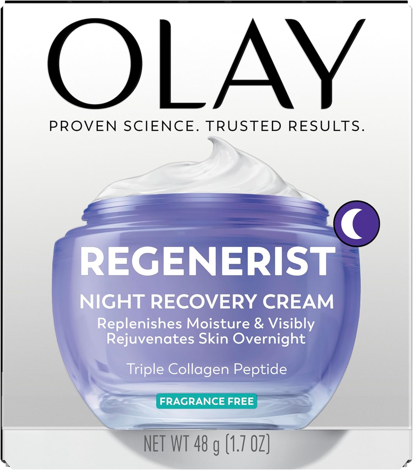 Olay Night Cream for Face, Anti-Aging Face Moisturizer for Women - Fragrance-Free Skin Care, Anti-Wrinkle, Exfoliate, Smooths Texture - Triple Collagen Cream, Niacinamide, Pro-Vitamin B5, 1.7Oz