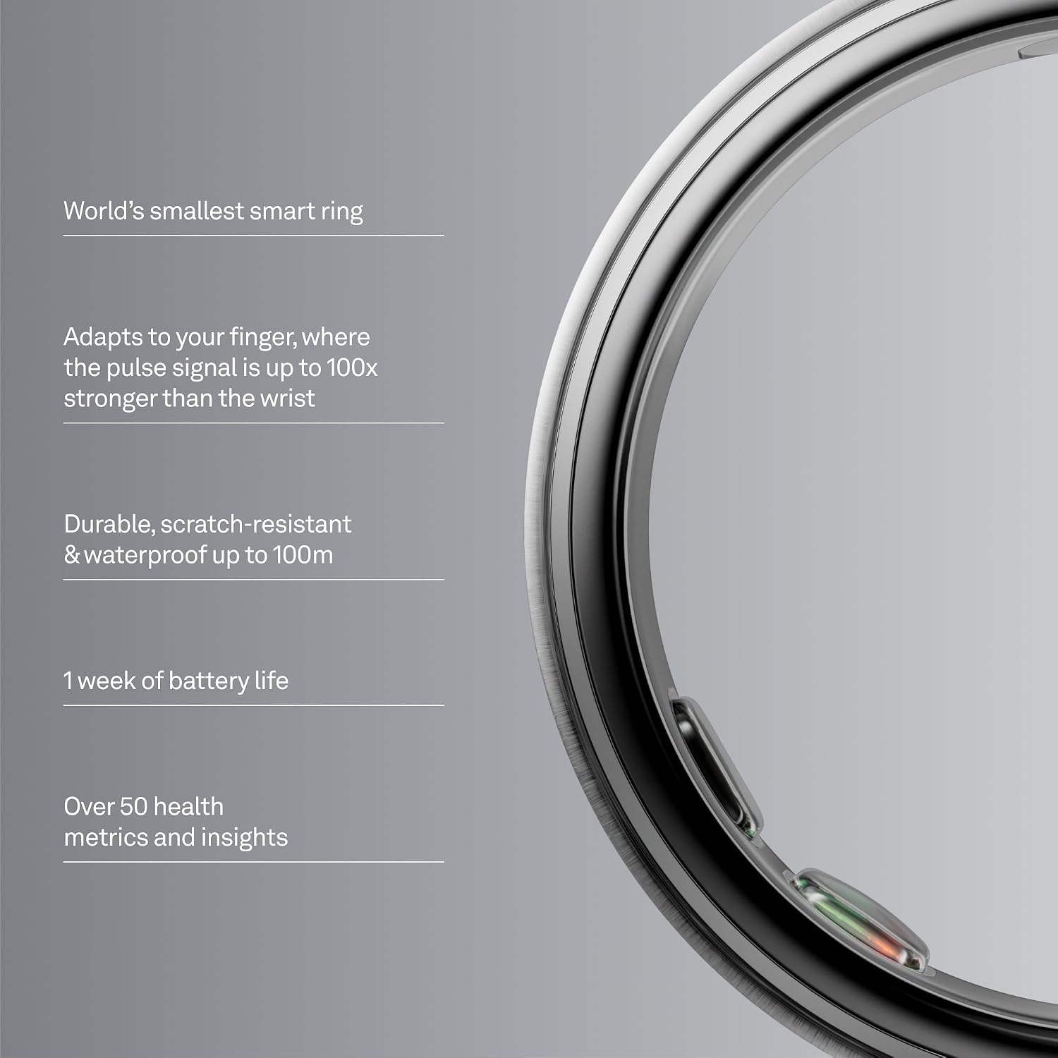 Oura Ring 5 - Silver - Size 6 - World’s Smallest Smart Ring
