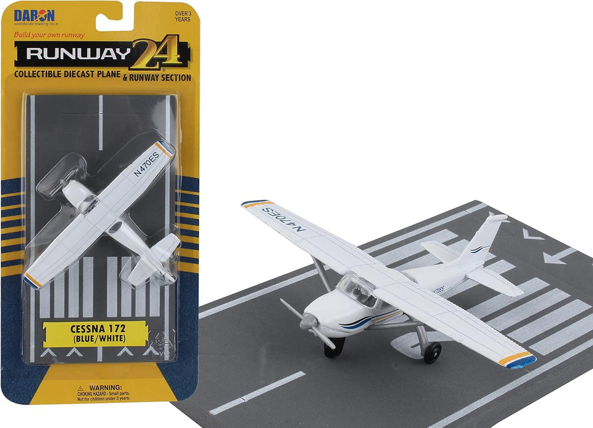 Daron Runway24 Cessna 172 2000 Skyhawk Blue/White 1:87 Scale Ages 3+