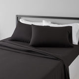 Amazon Basics Lightweight Super Soft, Breathable Wrinkle-Free Microfiber 4 Piece Bed Sheet Set with 14-Inch-Deep Pockets, King, Black, Solid