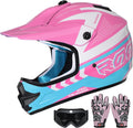 Youth Dirt Bike Helmet DOT Certified - Full Face Motorcycle Helmet for Off-Road, ATV, Street Riding, Includes Adjustable Goggles & Protective Gloves Size: S
