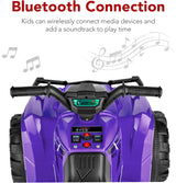 BCP 12V Kids Ride-On 4-Wheeler Quad ATV Car w/ 2.4mph Max, Bluetooth, Headlights, Purple