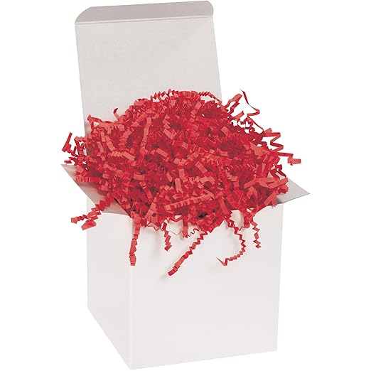 Aviditi Crinkle Cut Paper Shred Filler, Red, (1 Case of 10 Lbs.) for Gift Wrapping, Holidays, Craft DIY's, Basket Filling and Decoration