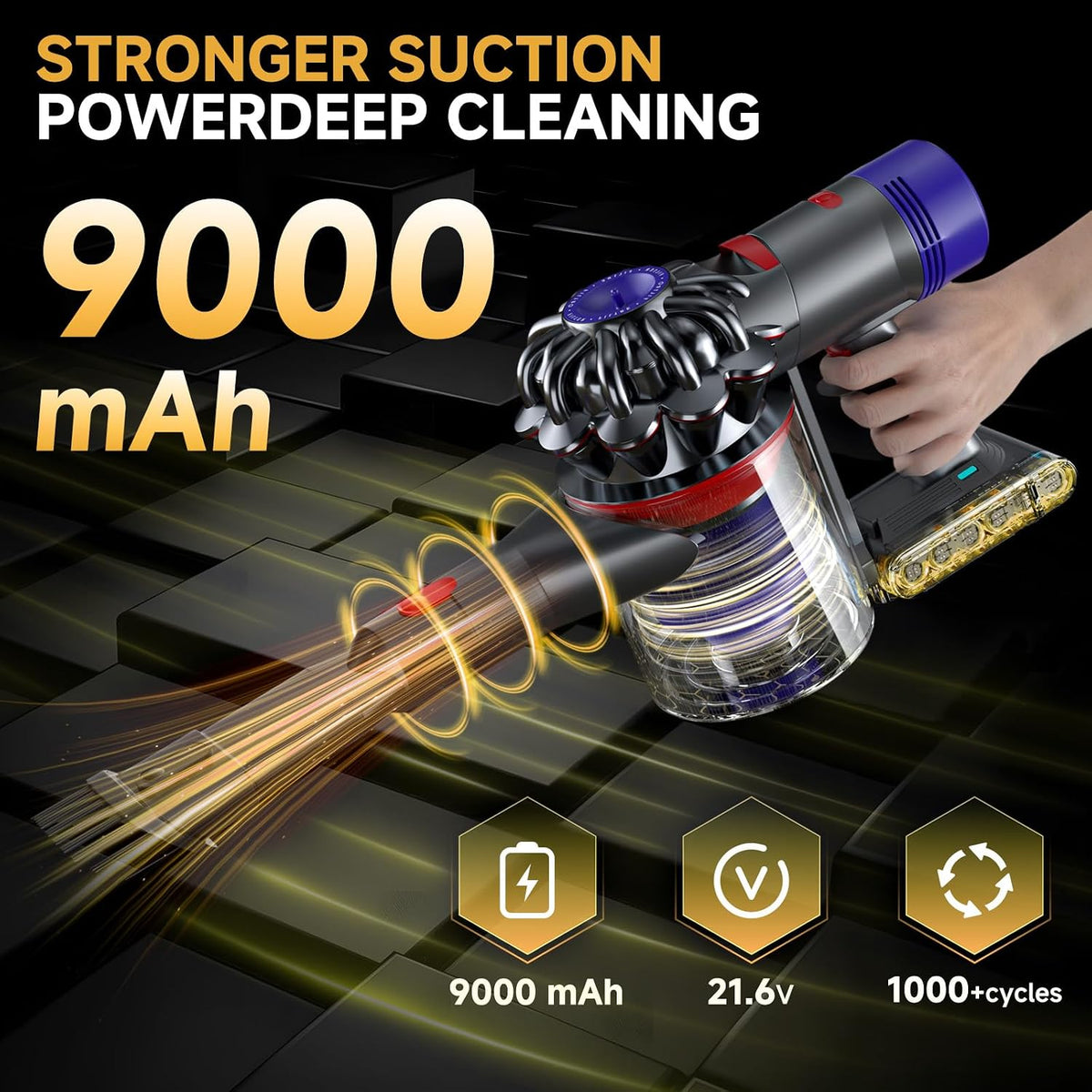 Cellpow Upgraded Battery Replacement Compatible with Dyson V8/SV10 (21.6V, 9000mAh)