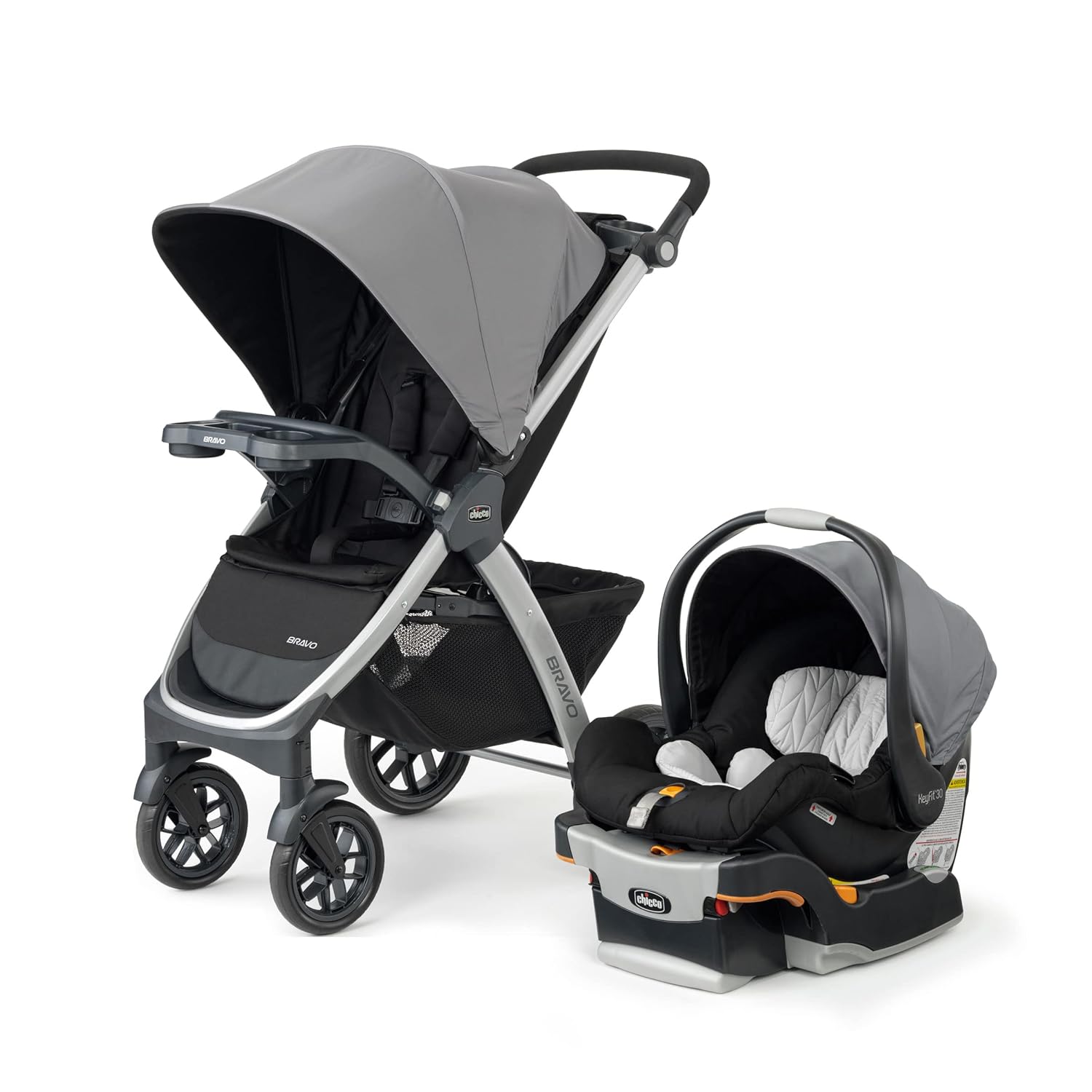 Chicco Bravo 3-in-1 Travel System, Quick-Fold Stroller with Car Seat