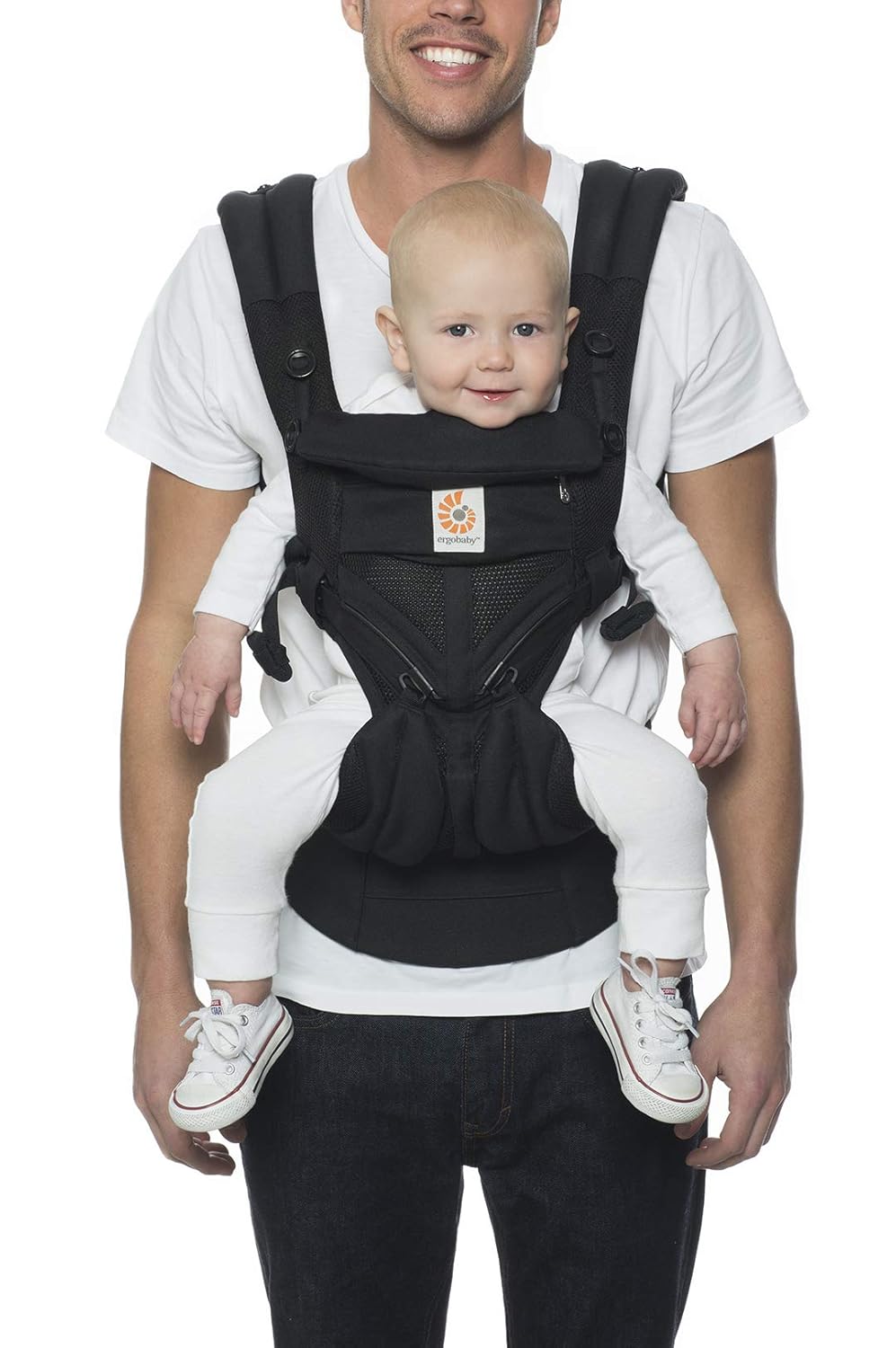 Ergobaby All Carry Positions Breathable Mesh Baby Carrier with Enhanced Lumbar Support & Airflow (7-45 Lb), Omni Breeze, Onyx Black NEW-