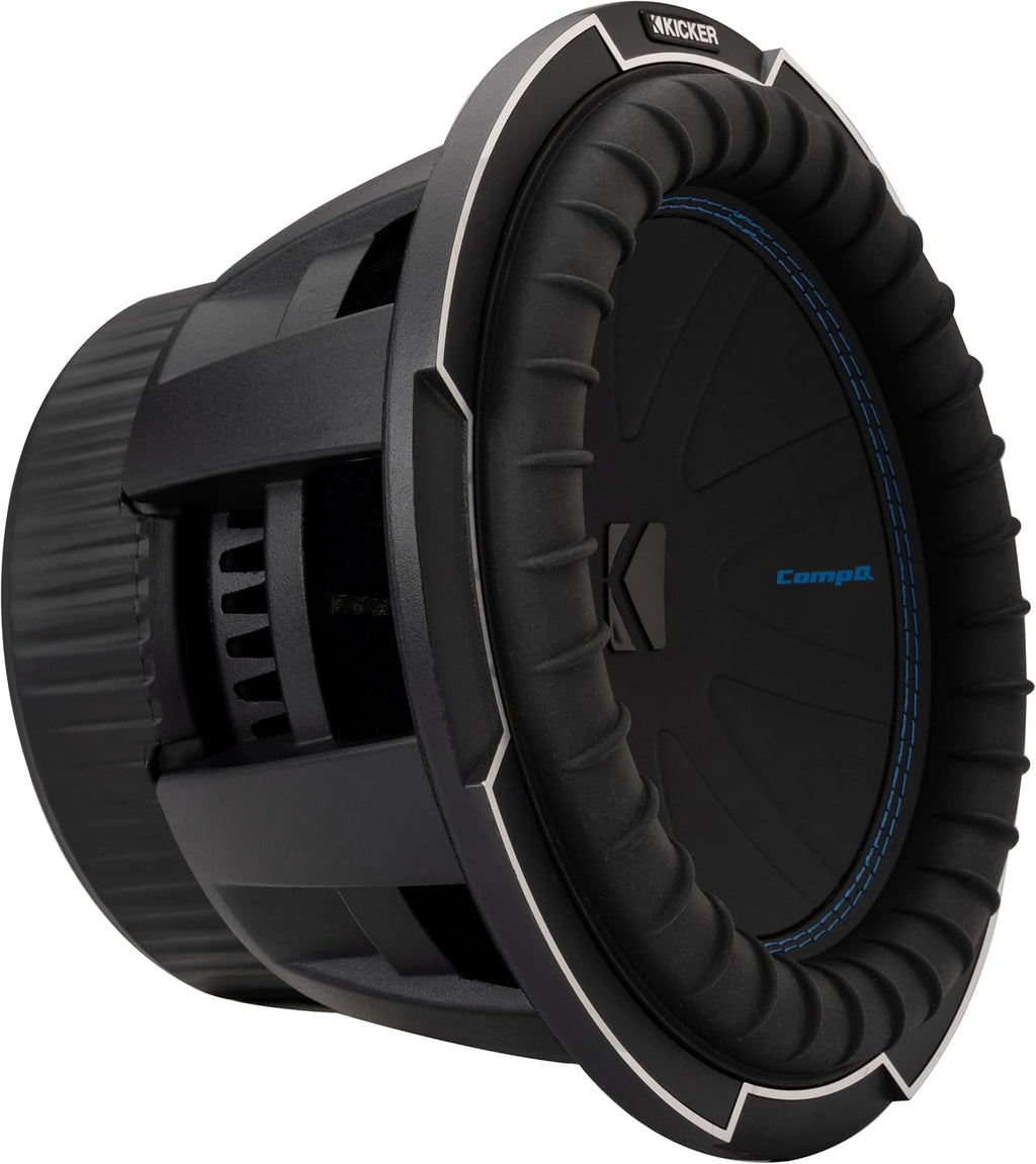 KICKER CompQ 10"(25cm) Subwoofer, 51CWQ104, DVC 4-ohm, 800 Watts RMS, 1600 Watts Peak, Forced-Air Cooling, Increased Power Handling, Car, Truck, SUV, UTV