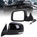 Left Driver Side Mirror Compatible With 2011-2016 Jeep Grand Cherokee With Manual Folding Power Glass Heated Turn Signal Mirror Memory Black Replace#68257941AB(11Pins)