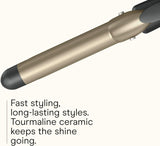 INFINITI PRO CONAIR Tourmaline Ceramic 1-Inch Curling Iron, Clamp Curling Iron, 1-Inch Barrel Champagne/Gray