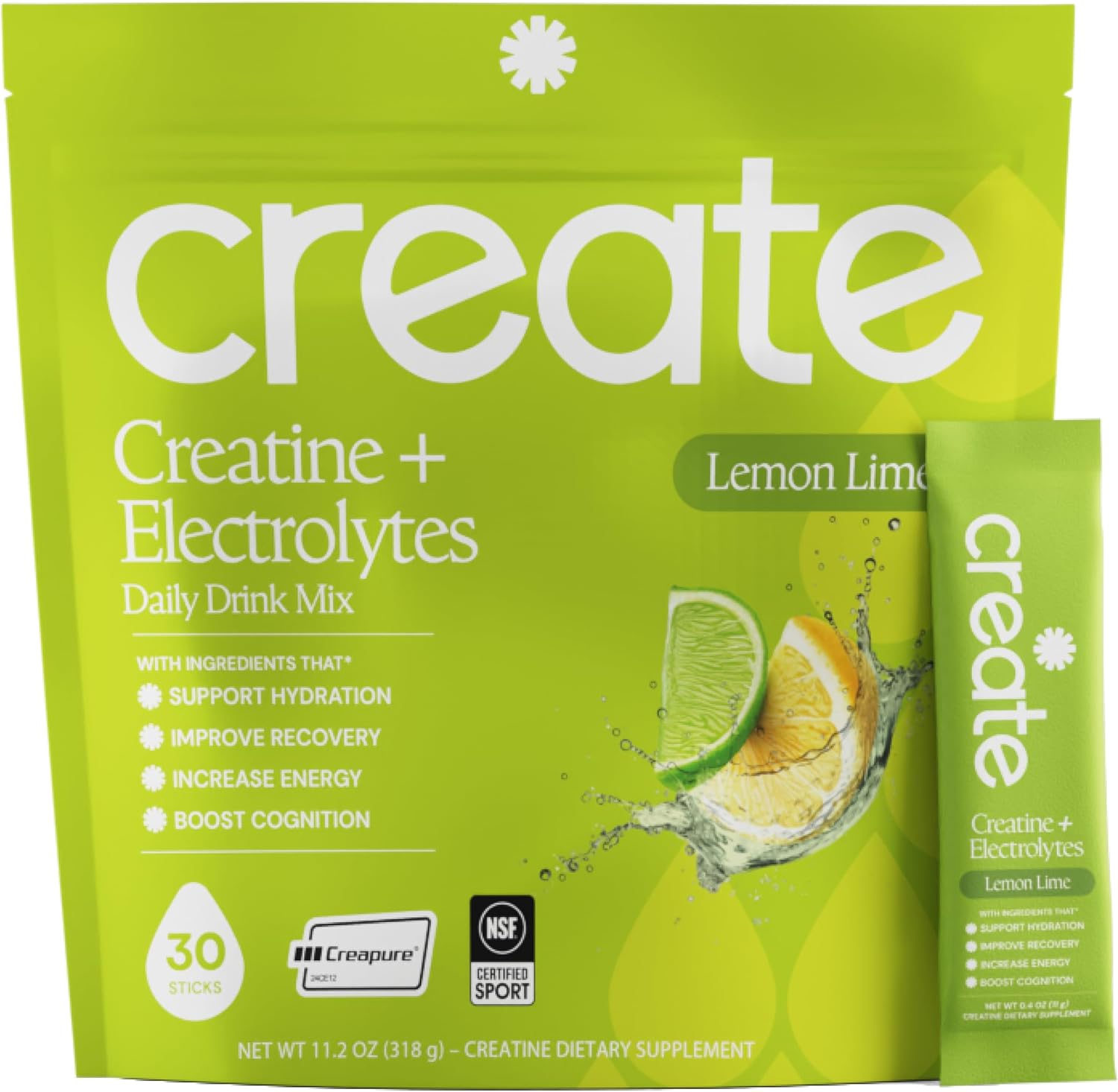 CREATE Creatine and Electrolytes - Lemon Lime - 30 Sticks