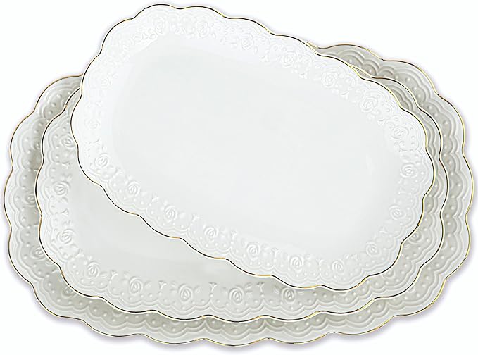 Kassell 3-Piece Porcelain Oval Fruit Plate Model KS-021 (New, Open Box)