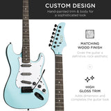 Best Choice Products - Beginner Electric Guitar Kit w/ Case, 10W Amp, Tremolo Bar - 39in - Powder Blue