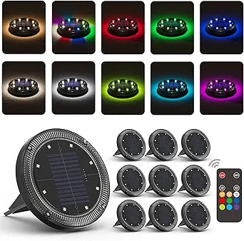 Color Changing Solar Ground Lights with 33ft Long Distance Remote Control - Flat Solar Lights Outdoor Waterproof - Pathway Lights Solar Powered for Yard Decorative Outside Lawn Walkway [10 Pack] Visit the VIODAIM Store