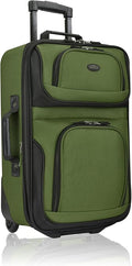 U.S. Traveler Rio Rugged Fabric Expandable Rolling Carry-on Luggage Set w/ Tote, Green, 2-Piece (21/10)