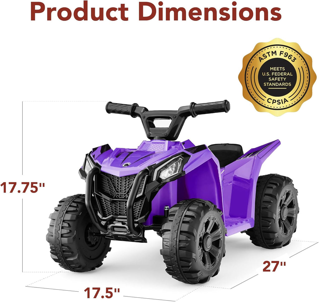 Best Choice Products - 6V Kids Ride-On 4-Wheeler Quad ATV Car w/ 1.8mph Max Speed, Treaded Tires - Purple