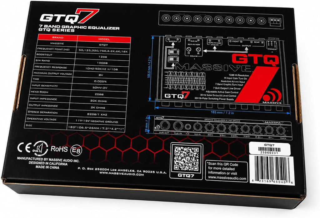Massive Audio GTQ7 | 7-Band Car Audio Graphic Equalizer