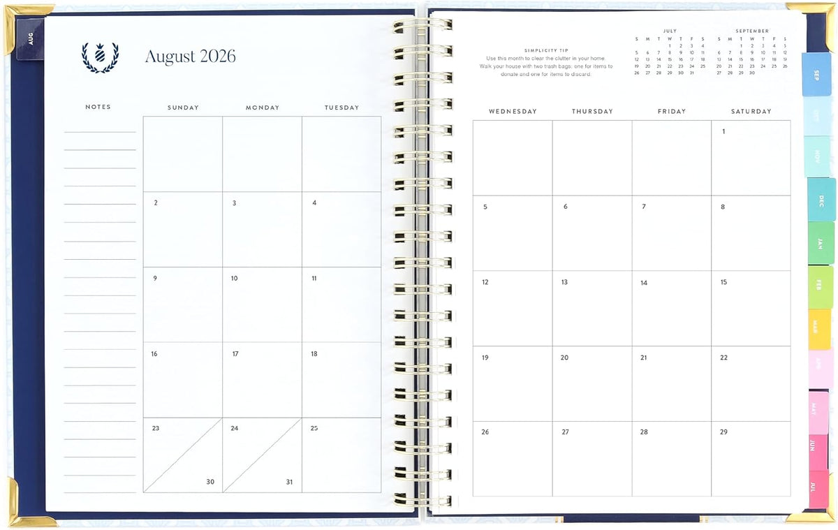 2026-2027 Spiral Daily Simplified Planner - by Emily Ley- Carolina Trellis