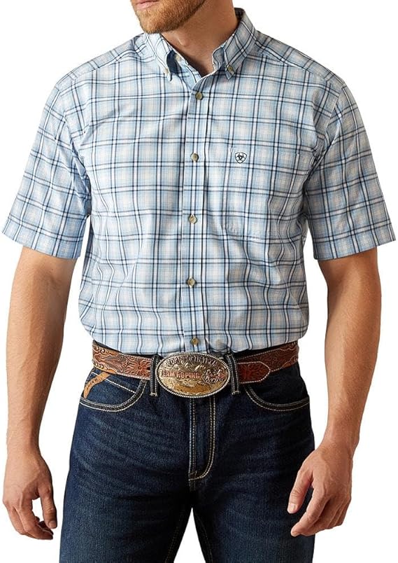 ARIAT Men's Pro Series Cal Classic Fit Shirt, Light Blue, Large