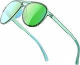 Lasiyanor Lightweight TAC Polarized Tinted Light Green Classic Vintage Retro 70s Sunglasses, TR-90 Frame for Women Men, UV 400 Protection (OPEN BOX)