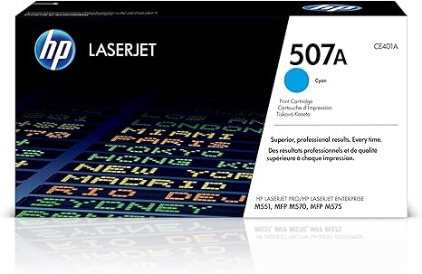 HP 507A Cyan Toner Cartridge Works with HP LaserJet Enterprise 500 color M551, HP LaserJet Enterprise 500 color MFP M575, HP LaserJet Pro 500 color MFP M570 Series CE401A