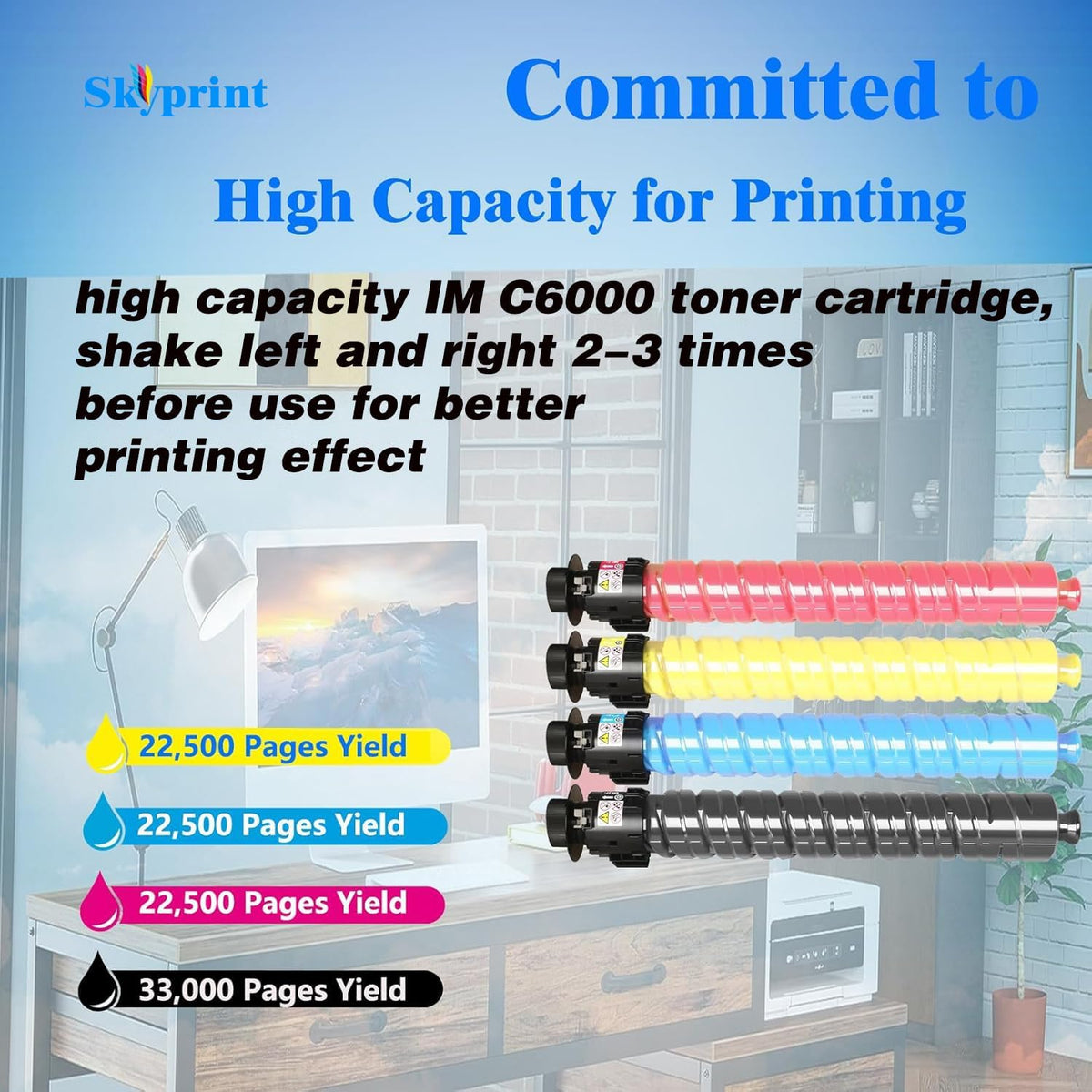 SkyPrint IM C4500 IM C6000 Toner Cartridge for Ricoh IMC4500 IMC6000 Printer