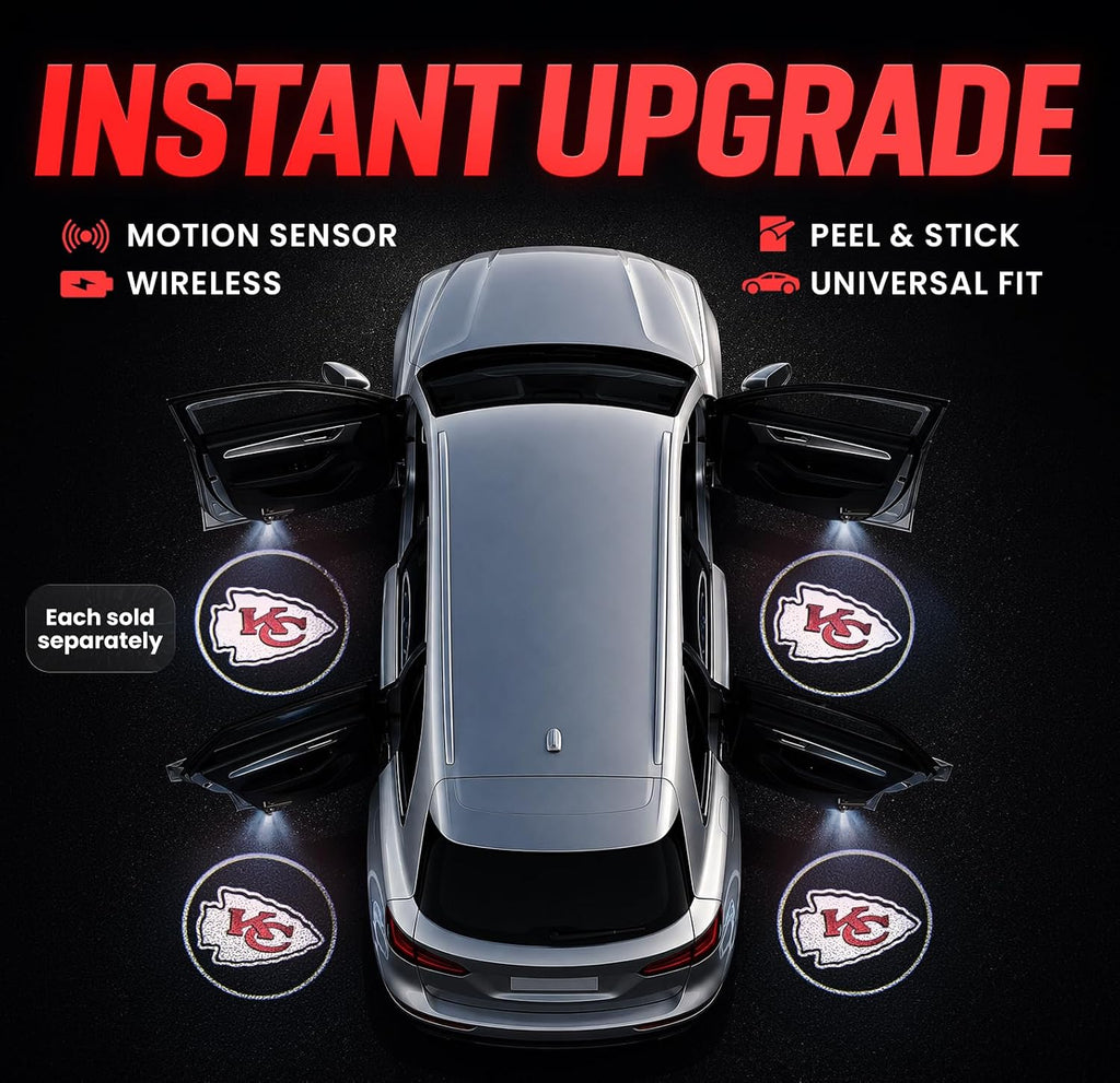 LED Car Door Light - Officially Licensed NFL Wireless Projector - Kansas City Chiefs