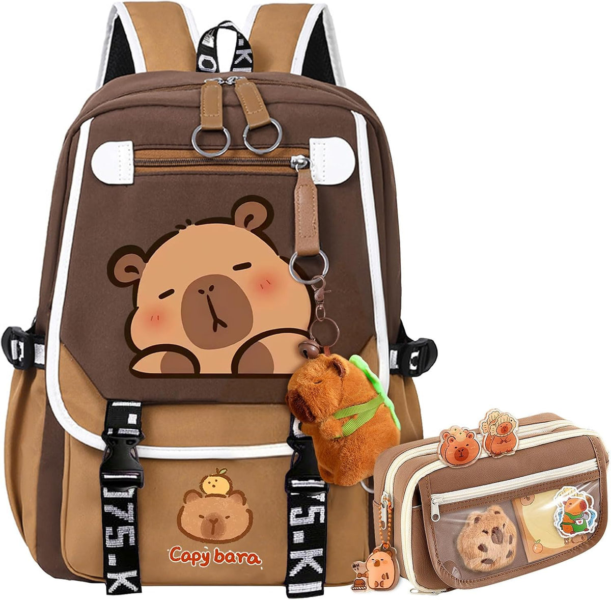 Capybara Backpack for Girls/Boys with Padded Straps and Multiple Compartments, Durable Capybara School Bag with Breathable Back, Cute Bookbag Gift for Teens and Students
