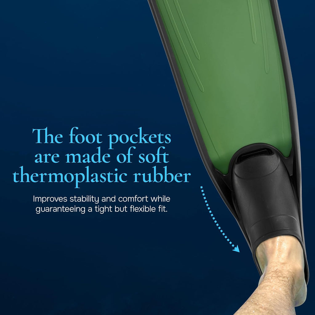 Blue Reef Freediving Fins Army Green 36/38