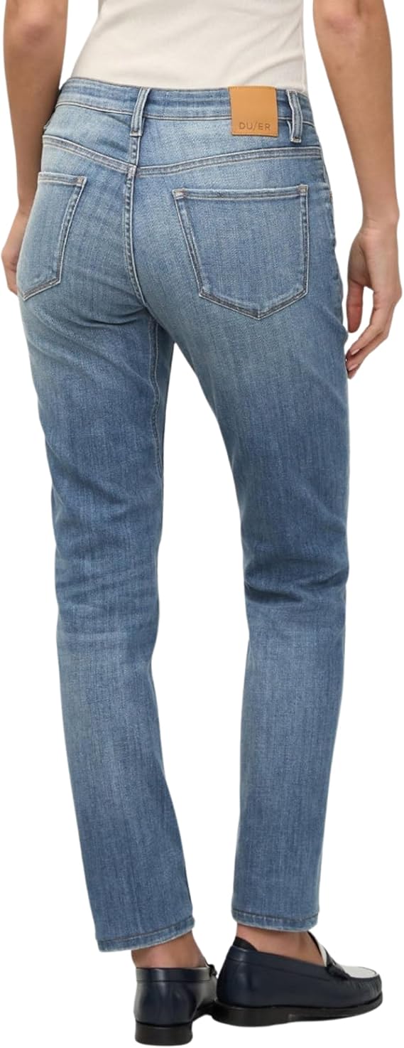 DU/ER DUER Women's Performance Denim Mid Rise Slim Taper Jean W28 L28