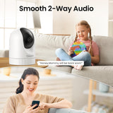 Security Camera Indoor-2K 360° WiFi Cameras for Home Security，Pet/Dog/Baby Camera with Phone app, 2-Way Audio, Night Vision, 24/7 SD Card Storage, Works with Alexa & Google Home (2.4Ghz)-D1 (NEW,OPEN BOX)