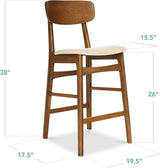 Best Choice Products Bar Stool Set of 2 - Walnut/Cream