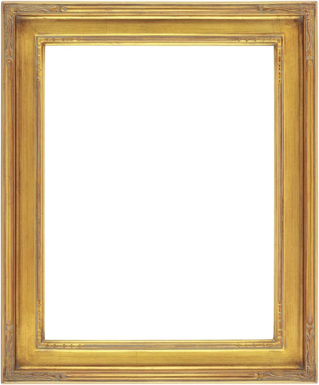 Creative Mark Museum Collection Nouveau Frames, Gold 8x10 - Hand-Finished Hand-Leafed Real Wood, One Piece Frame, Closed Corner, Open Back, Without Mat & Glass, Gallery Wall or Prints