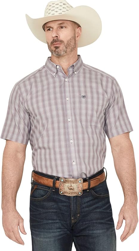 ARIAT Men's Wrinkle Free Roy Classic Fit Shirt, Grey, Large