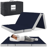 Best Choice Products - 4in Portable Mattress Topper, Tri-Fold Mattress Pad - Midnight Blue