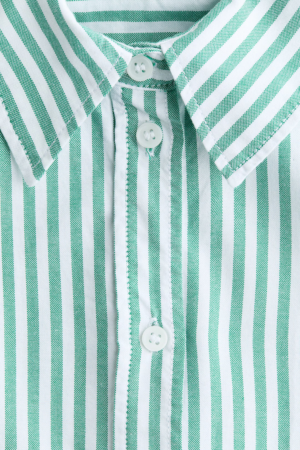 H&M Women's Oxford Shirt - Green/White Striped - US Small