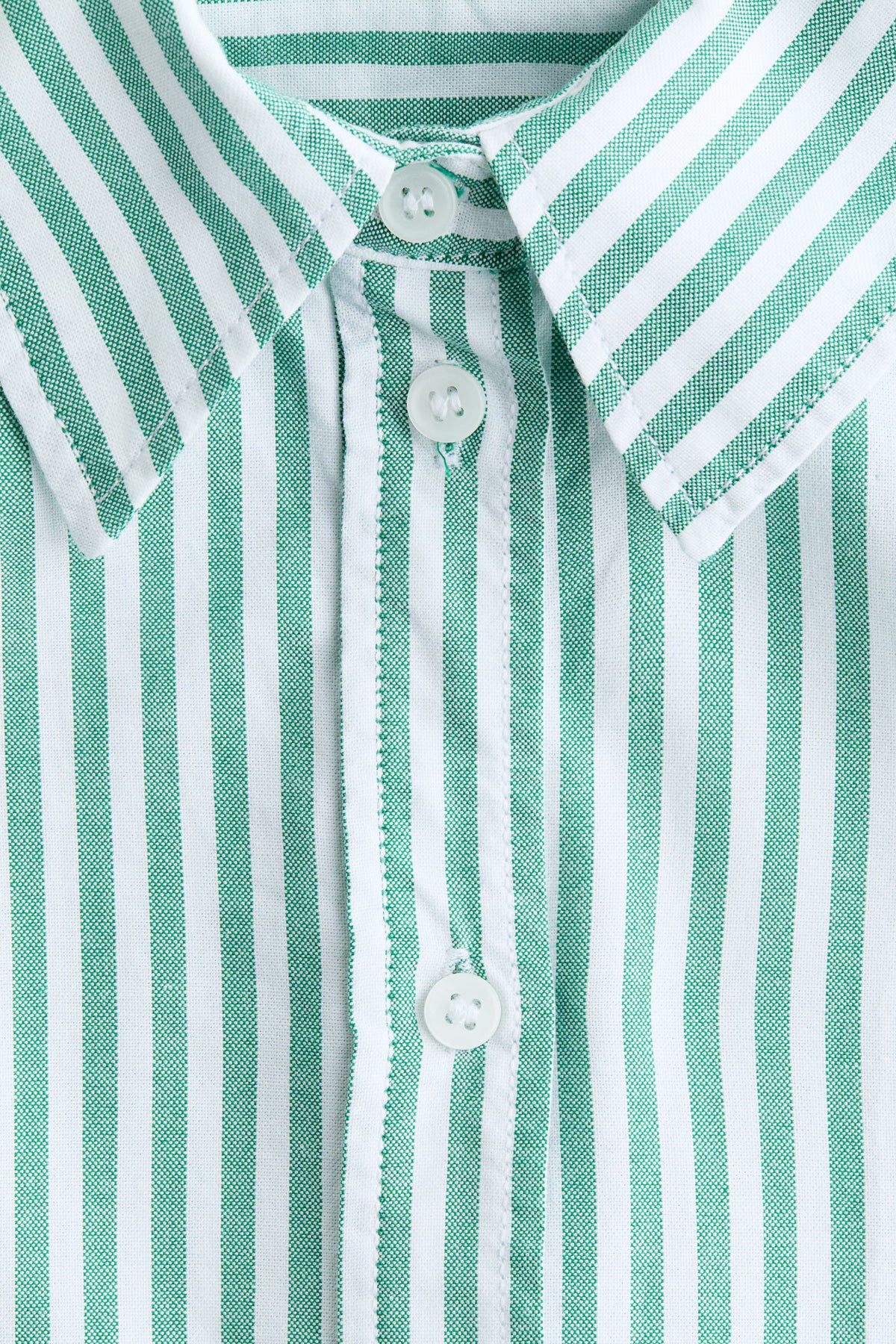 H&M Women's Oxford Shirt - Green/White Striped - US Small