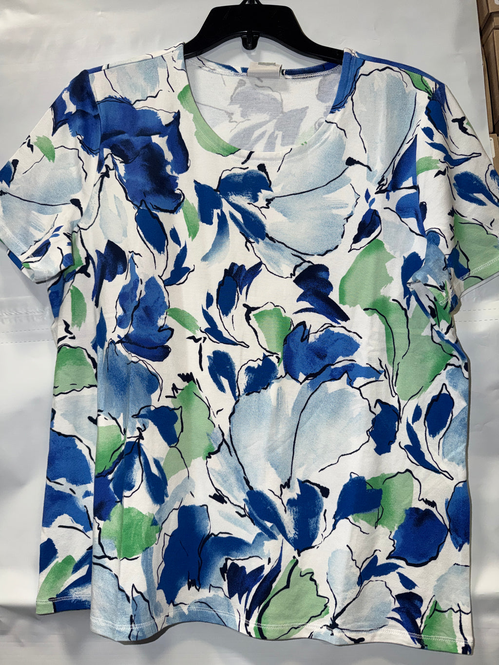 Chico's The Weekend Collection Floral Scoop Neck Tee