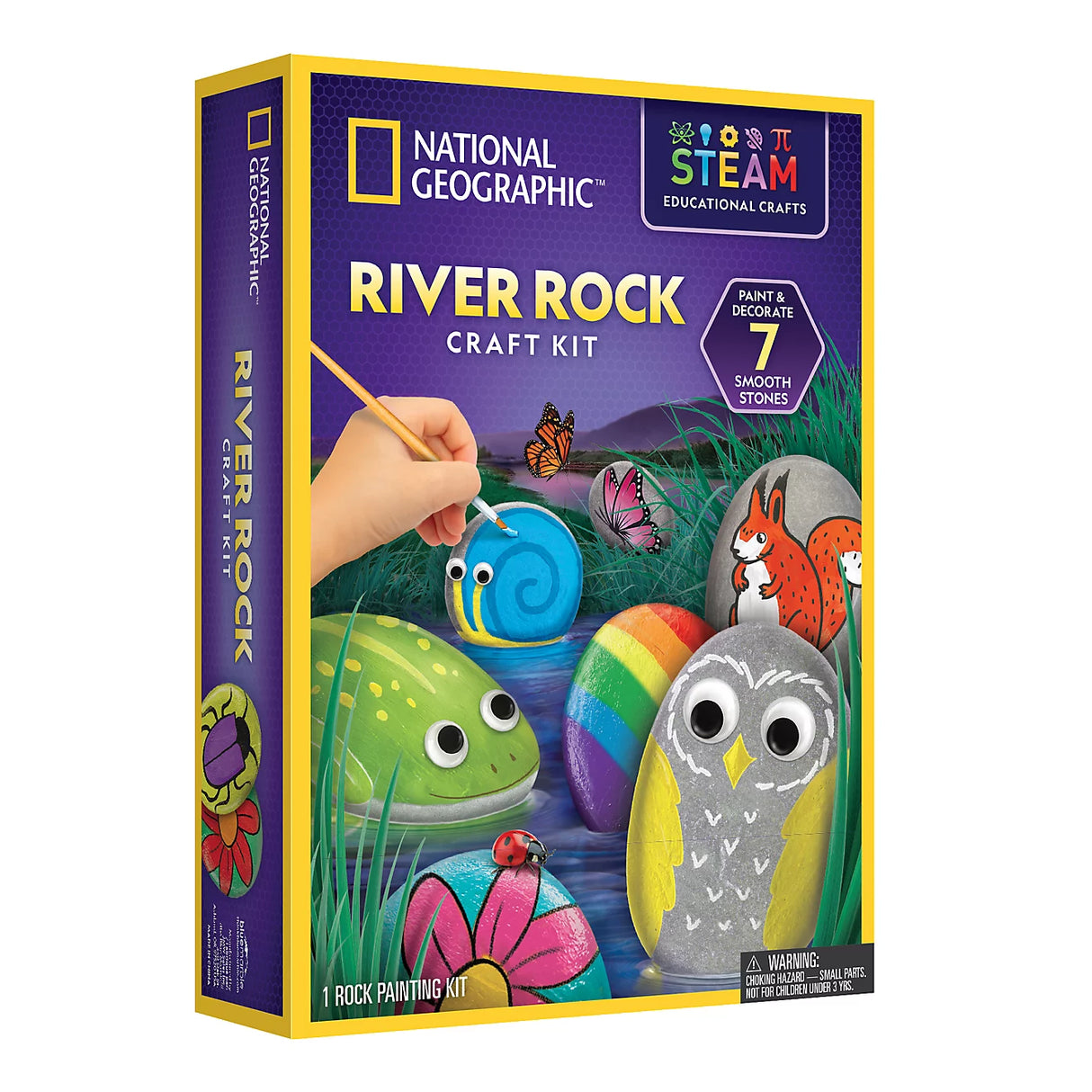 NATIONAL GEOGRAPHIC Rock Painting Kit - Arts and Crafts Kit for Kids, Paint & Decorate 15 River Rocks with 10 Paint Colors & More Art Supplies, Outdoor Toys for Girls and Boys (Amazon Exclusive) (New, Open Box)