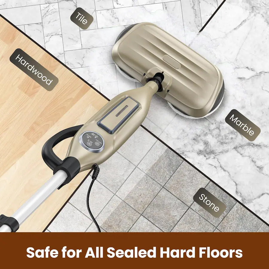 DEVOAC - VM6 Scrubbing Steam Mop with Rotating Mop Pads - 10 in 1 - GOLDEN
