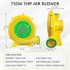 750W Bounce House Blower, Powerful Air Blower for Inflatable, Portable Inflatable Bubble House Blower Pump Fan for Inflatable Bouncy Castle, Jumper, Water Slide, Blower Corded(750 Watt 1HP) (Open Box)