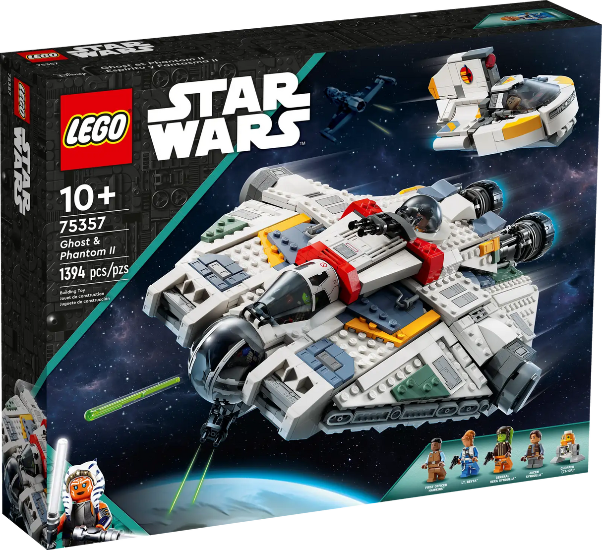 LEGO Star Wars Ahsoka Ghost and Phantom II Spaceship Toy - Star Wars Building Toys Set for Kids, Boys & Girls, Ages 10+ - Star Wars Gifts for Birthdays & Events - 5 Minifigures - 75357