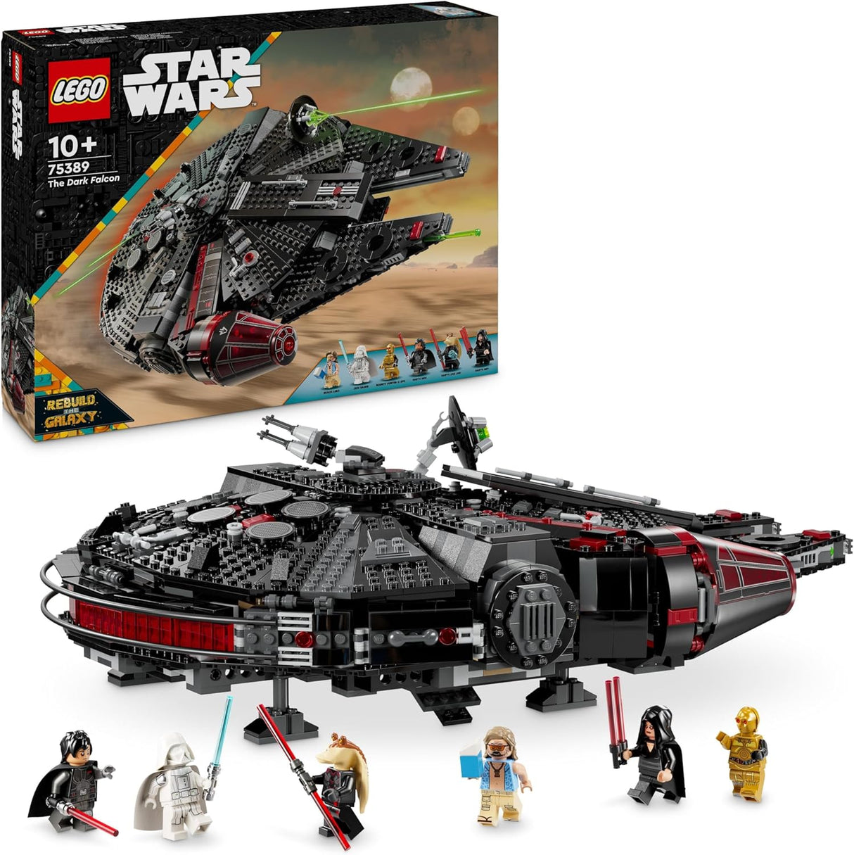 LEGO Star Wars the Black Falcon - Collectible Spaceship Set -Style: Dark Millennium Falcon   Buildable Brick Vehicle for Kids 75389