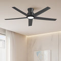 ocioc WFIVE 52-in Matte Black LED Flush Mount Ceiling Fan