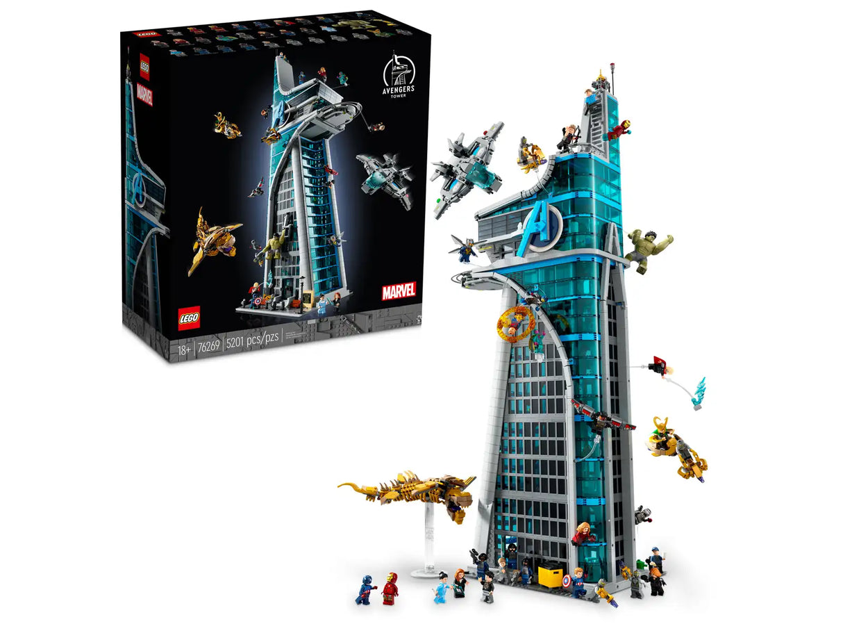 LEGO Marvel Avengers Tower Building Kit, Detailed Recreation of The Iconic HQ Featuring Classic Movie Scenes, 31 Figures and Authentic Accessories, Gift for Marvel Fans and Model-Makers, 76269