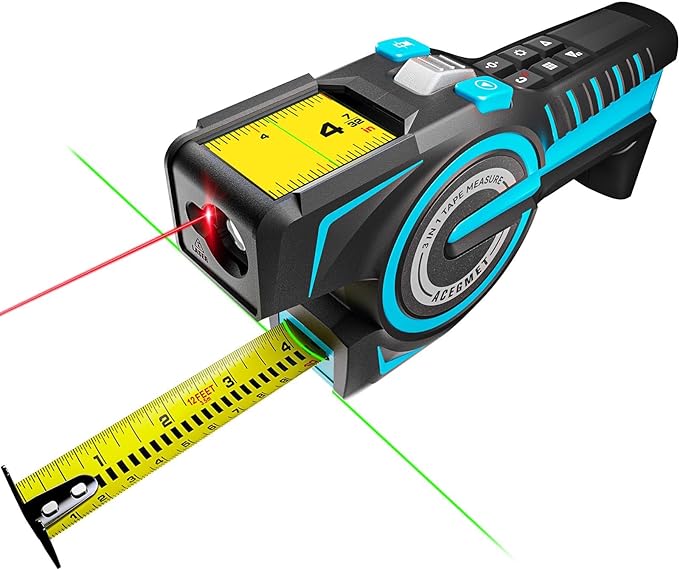 Acegmet DTX10 3-in-1 Digital Tape Measure with Green Laser Line, Rechargeable Li-ion Battery,  Carring Bag (NEW)